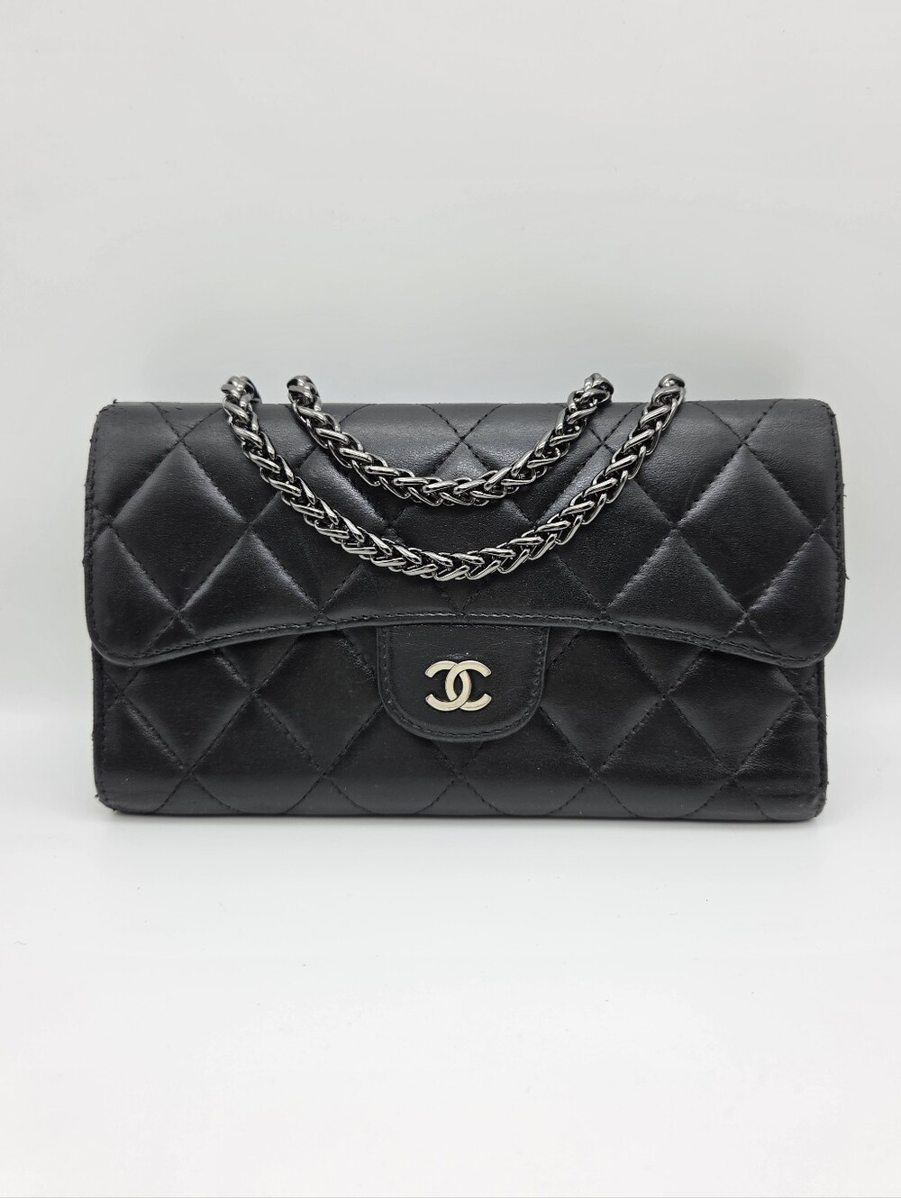 🖤CHANEL Matelasse Black Lambskin Long Tri-Fold Wallet/Clutch🖤